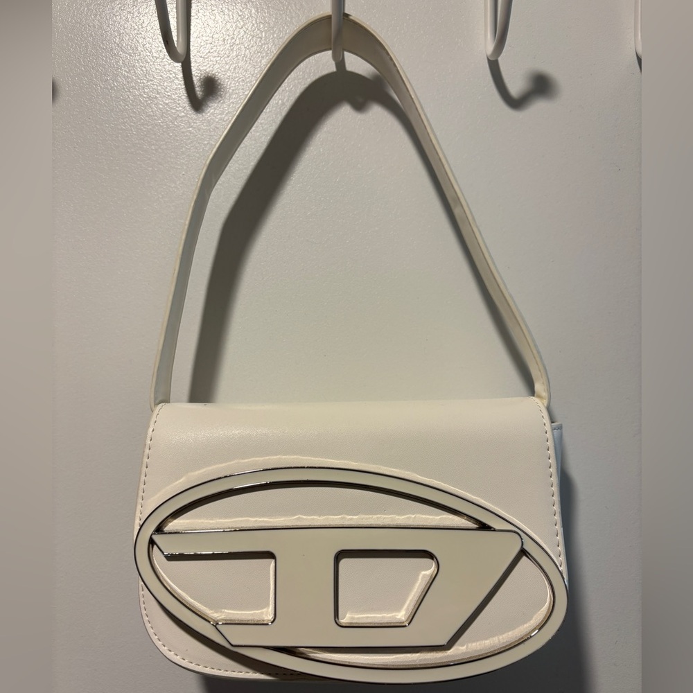 White Shoulder Bag with Logo Accent